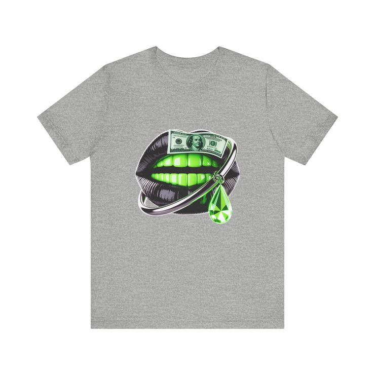 Green Glam Lip Graphic Tee | Unisex Jersey Short Sleeve Shirt, Fashion Tee, Trendy T-shirt, Gift for Her, Casual Wear