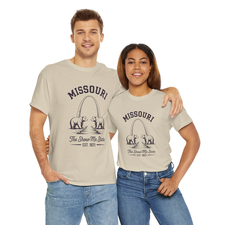 Missouri Bears Unisex Heavy Cotton Tee, Gift for Missouri Residents, State Pride Shirt, Casual Wear, Summer Tee, Vintage Style T-Shirt