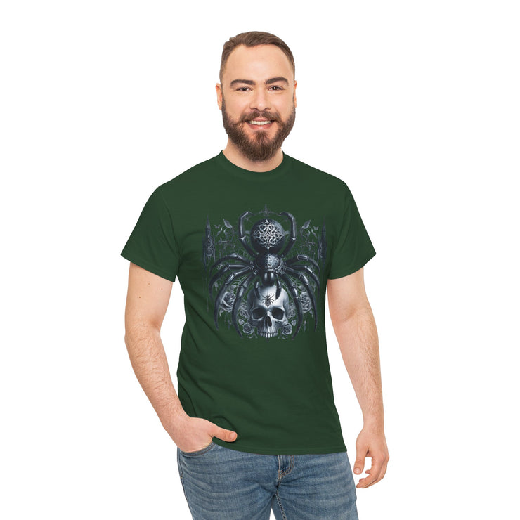 Gothic Spider Graphic Tee | Unisex Heavy Cotton Tee, Halloween Shirt, Alternative Fashion, Edgy Apparel, Gift for Her/Him