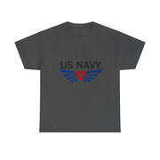 US Navy Winged Logo Unisex Heavy Cotton Tee, Military Apparel, Veteran Gift, Casual Wear, Patriotic Clothing, Gift for Him/Her