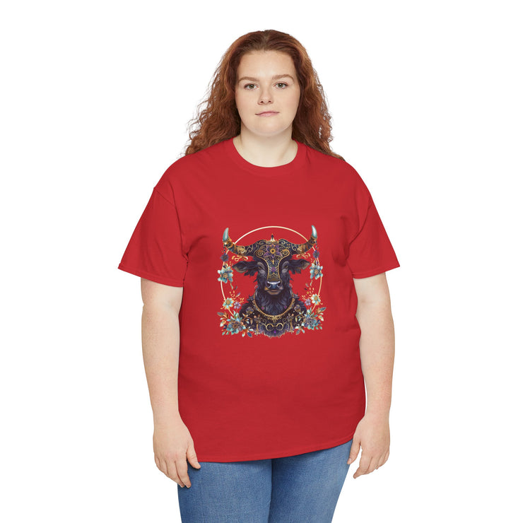 Boho Bull Graphic Tee | Unisex Heavy Cotton T-Shirt | Festival Wear, Gift for Nature Lovers, Casual Outfit, Animal Art