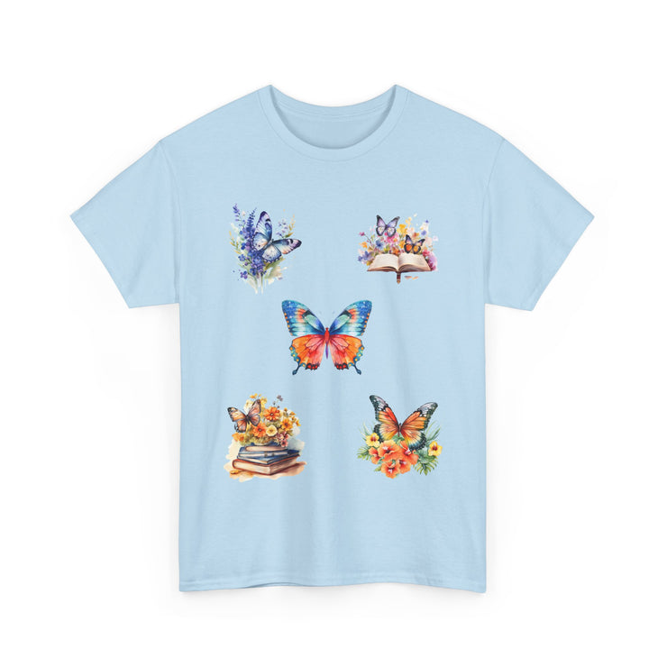 Butterfly Blossom Unisex Cotton Tee, Vibrant Nature Shirt, Gift for Nature Lovers, Spring Fashion Top, Garden Party Tee