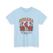 Indiana Floral T-Shirt, Unisex Heavy Cotton Tee for Hoosier State Lovers, Casual Wear, Gift for Indiana Residents, Summer Style