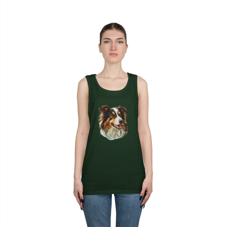 Dog Lover's Unisex Heavy Cotton Tank Top - Cute Pet Art, Custom Gift for Dog Owners, Summer Casual Wear, Animal Lover Apparel