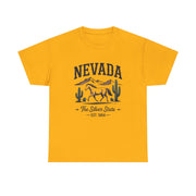 Nevada Graphic Unisex Heavy Cotton Tee, Casual Wear, State Pride Shirt, Travel Gift, Summer Clothing, USA States Design