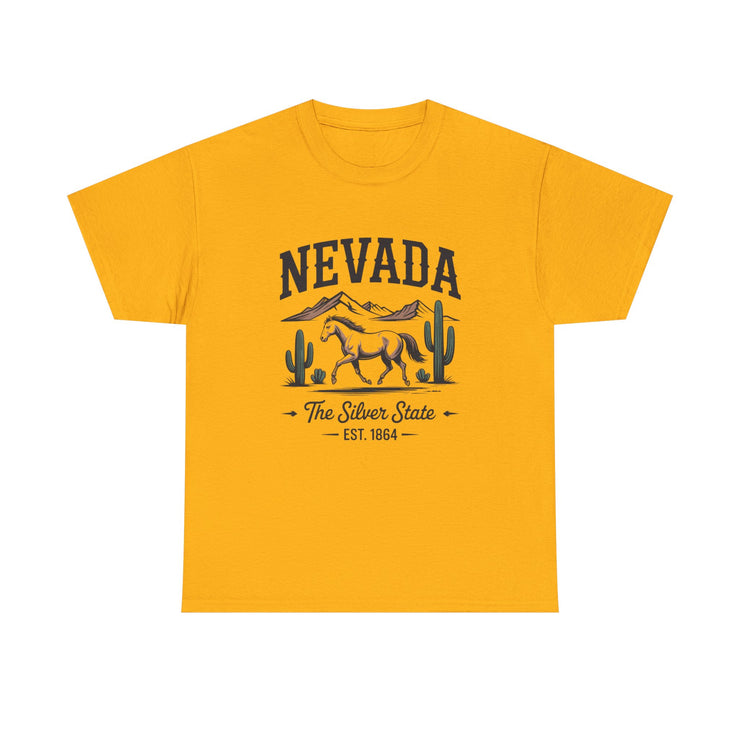 Nevada Graphic Unisex Heavy Cotton Tee, Casual Wear, State Pride Shirt, Travel Gift, Summer Clothing, USA States Design
