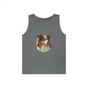 Dog Lover's Unisex Heavy Cotton Tank Top - Cute Pet Art, Custom Gift for Dog Owners, Summer Casual Wear, Animal Lover Apparel