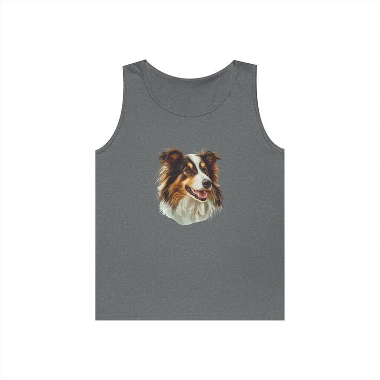 Dog Lover's Unisex Heavy Cotton Tank Top - Cute Pet Art, Custom Gift for Dog Owners, Summer Casual Wear, Animal Lover Apparel