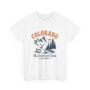 Colorado Adventure Unisex Heavy Cotton Tee, Outdoor Shirt, Gift for Nature Lovers, Travel Tee, USA State Design