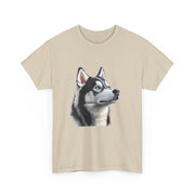 Siberian Husky Heavy Cotton Tee, Cozy Dog Lover Shirt, Unisex Graphic Tee, Pet Owner Gift, Cute Animal Apparel