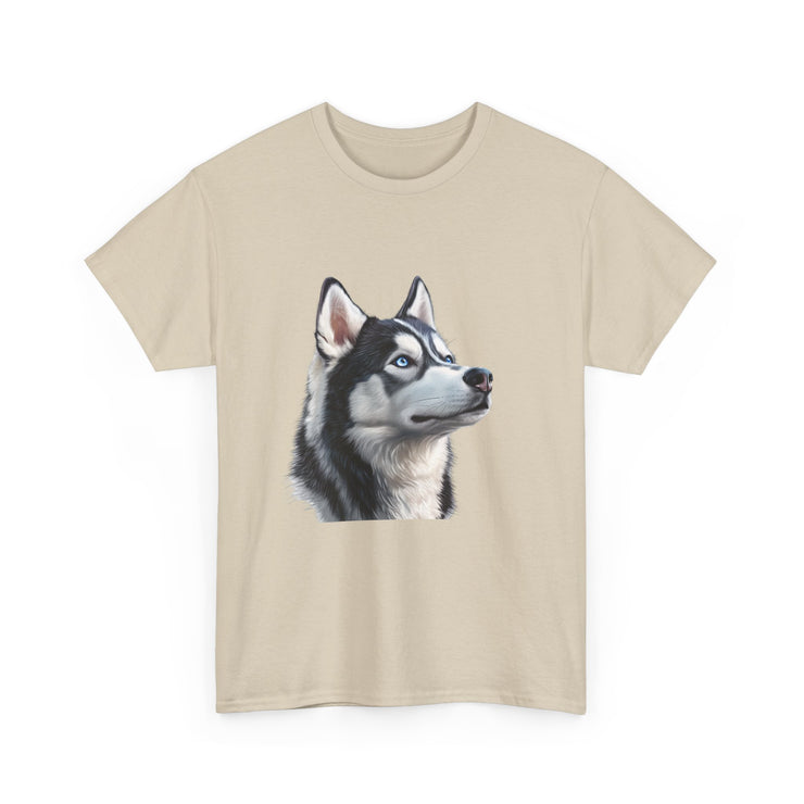 Siberian Husky Heavy Cotton Tee, Cozy Dog Lover Shirt, Unisex Graphic Tee, Pet Owner Gift, Cute Animal Apparel