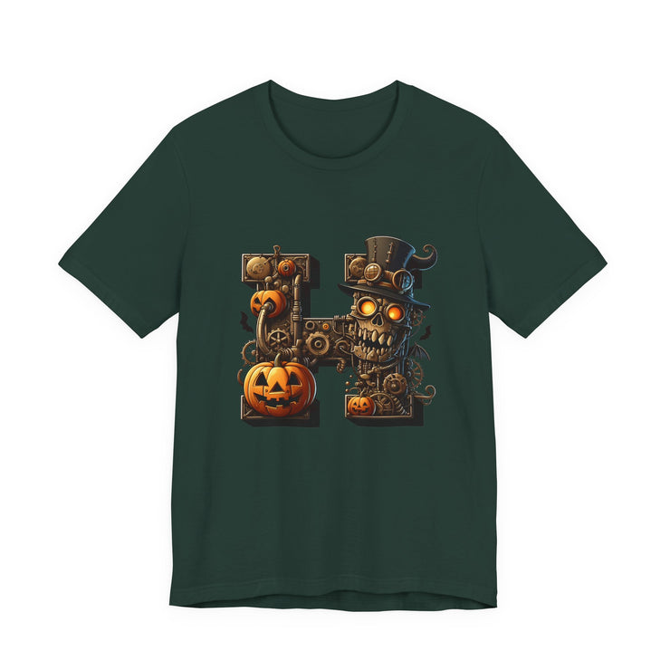 Halloween Themed Unisex Tee, Pumpkin Shirt, October Fest T-Shirt, Scary Skull Top, Spooky Shirt, Ghoulish Fashion