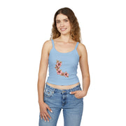 Floral Initials Women's Tank Top, Summer Top, Floral Tank, Personalized Spaghetti Strap, Gift for Her, Casual Wear, Everyday Style