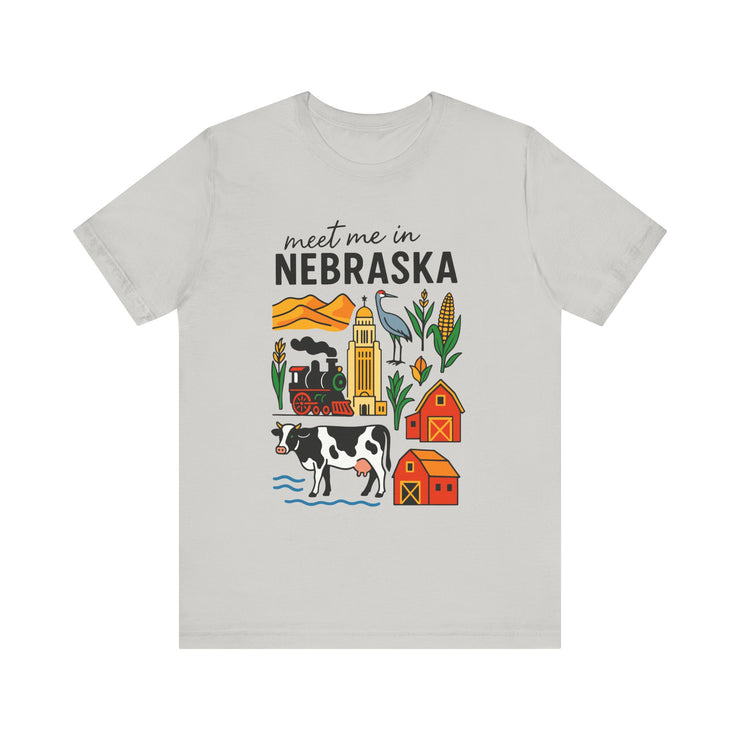 Nebraska Graphic Tee, Unisex Jersey Short Sleeve Tee, Souvenir Shirt, USA States Design