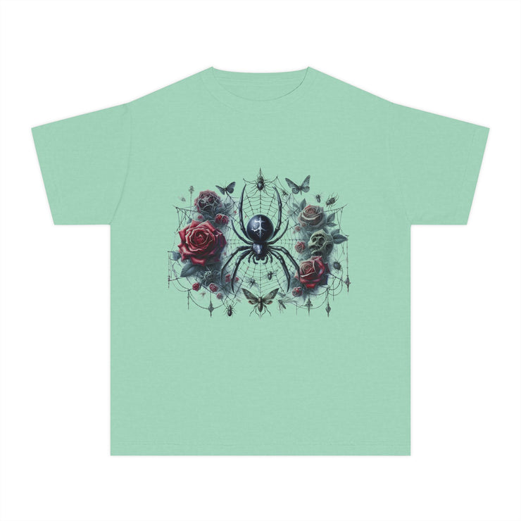 Gothic Spider Youth Tee - Cool Graphic Shirt for Teens, Alternative Fashion, Halloween Costume, Unique Gift, Everyday Wear