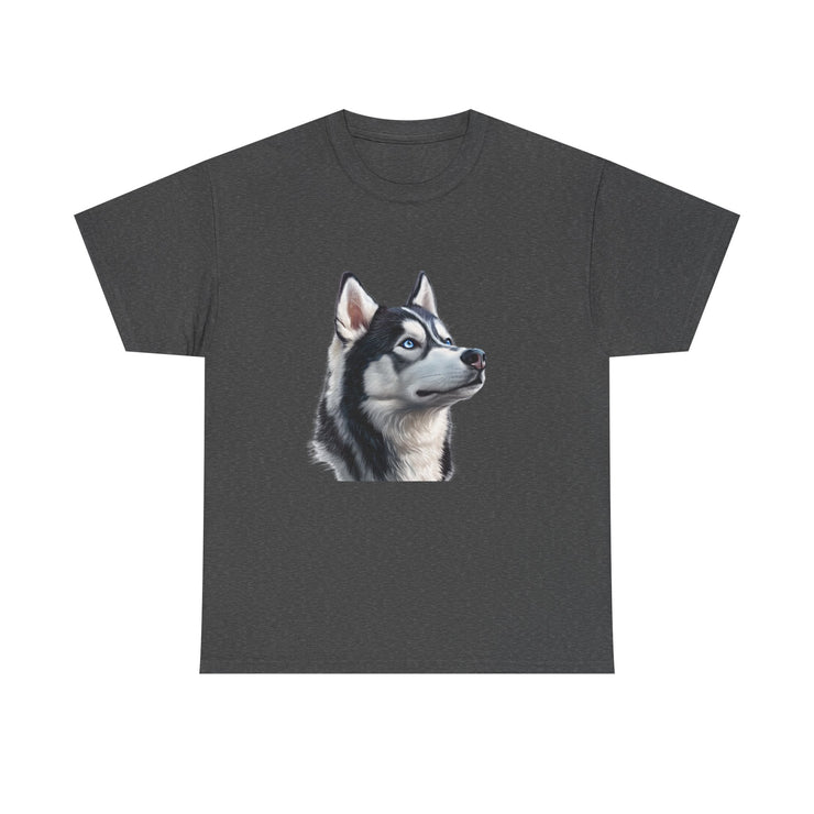 Siberian Husky Heavy Cotton Tee, Cozy Dog Lover Shirt, Unisex Graphic Tee, Pet Owner Gift, Cute Animal Apparel