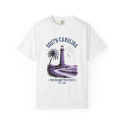 South Carolina Lighthouse T-Shirt, Unisex Garment-Dyed Tee, Coastal Vibes Shirt, Summer Travel Apparel, USA States Design
