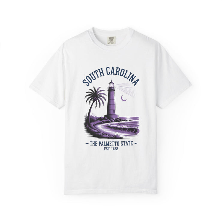 South Carolina Lighthouse T-Shirt, Unisex Garment-Dyed Tee, Coastal Vibes Shirt, Summer Travel Apparel, USA States Design
