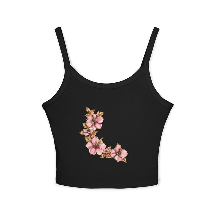 Floral Initials Women's Tank Top, Summer Top, Floral Tank, Personalized Spaghetti Strap, Gift for Her, Casual Wear, Everyday Style