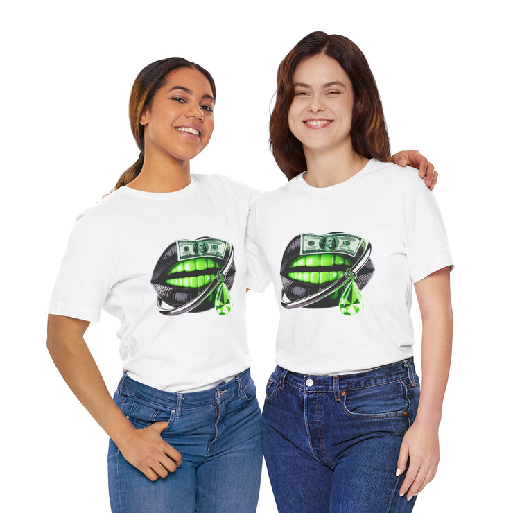 Green Glam Lip Graphic Tee | Unisex Jersey Short Sleeve Shirt, Fashion Tee, Trendy T-shirt, Gift for Her, Casual Wear