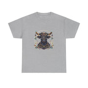Boho Bull Graphic Tee | Unisex Heavy Cotton T-Shirt | Festival Wear, Gift for Nature Lovers, Casual Outfit, Animal Art