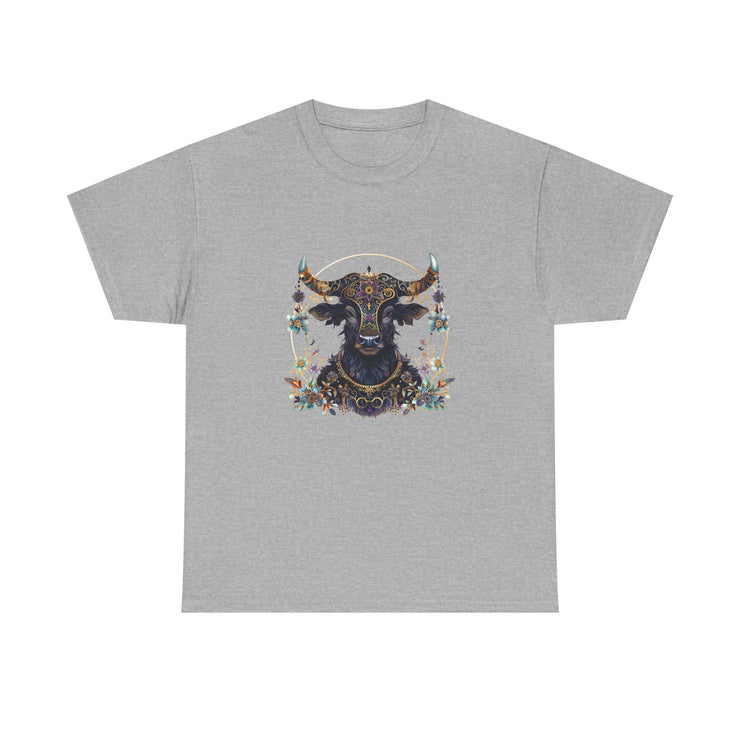 Boho Bull Graphic Tee | Unisex Heavy Cotton T-Shirt | Festival Wear, Gift for Nature Lovers, Casual Outfit, Animal Art