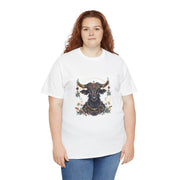 Boho Bull Graphic Tee | Unisex Heavy Cotton T-Shirt | Festival Wear, Gift for Nature Lovers, Casual Outfit, Animal Art