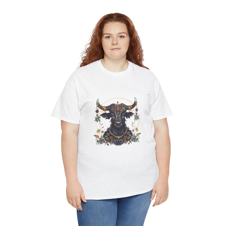 Boho Bull Graphic Tee | Unisex Heavy Cotton T-Shirt | Festival Wear, Gift for Nature Lovers, Casual Outfit, Animal Art