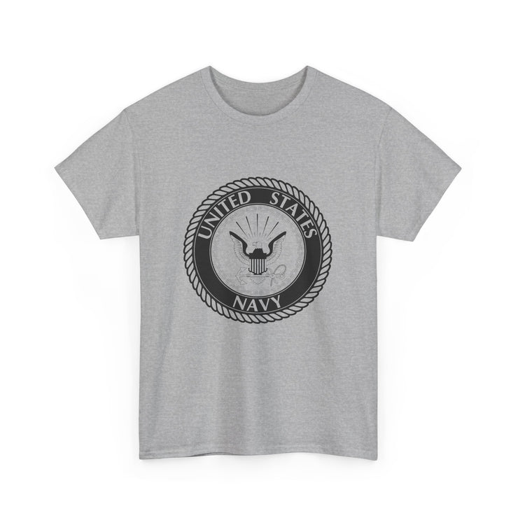 US Navy Emblem Unisex Heavy Cotton Tee | Military Apparel, Casual Wear, Gift for Veterans, Patriotic Shirt, Marine Life
