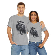 Gothic Vulture Tee, Unisex Heavy Cotton T-Shirt, Edgy Graphic Shirt for Music Lovers, Halloween T-Shirt, Alternative Fashion