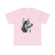Siberian Husky Heavy Cotton Tee, Cozy Dog Lover Shirt, Unisex Graphic Tee, Pet Owner Gift, Cute Animal Apparel