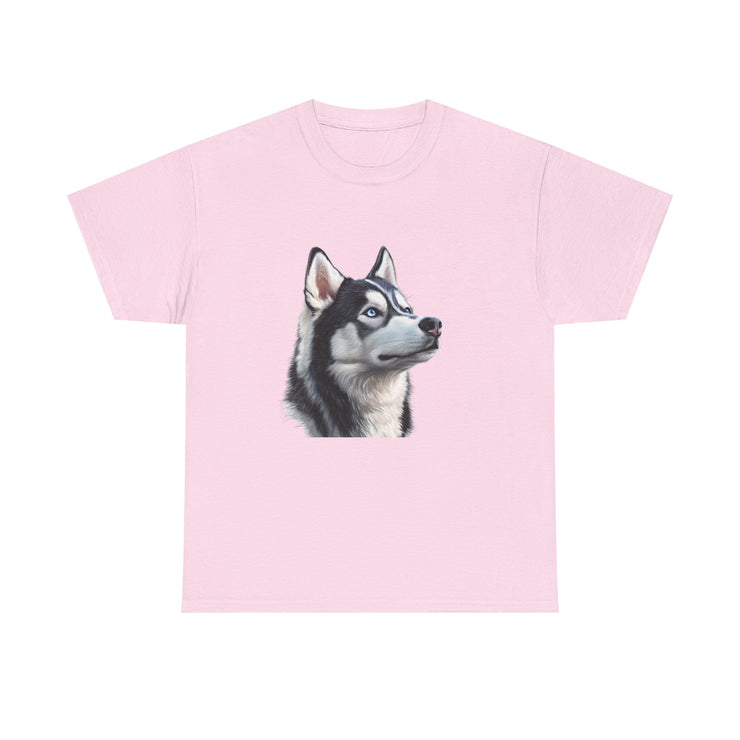 Siberian Husky Heavy Cotton Tee, Cozy Dog Lover Shirt, Unisex Graphic Tee, Pet Owner Gift, Cute Animal Apparel