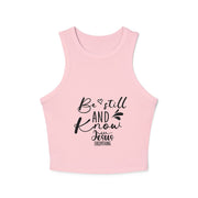 Be Still and Know Women's Crop Tank Top | Comfortable Bible Verse Apparel | Christian Design