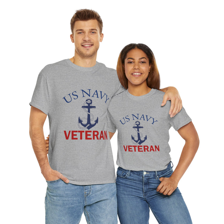 US Navy Veteran Unisex Heavy Cotton Tee, Military Pride Shirt, Veteran Gift, Casual Wear, Patriotic Apparel, Anchor Design T-Shirt