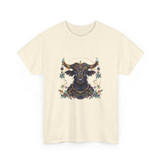 Boho Bull Graphic Tee | Unisex Heavy Cotton T-Shirt | Festival Wear, Gift for Nature Lovers, Casual Outfit, Animal Art