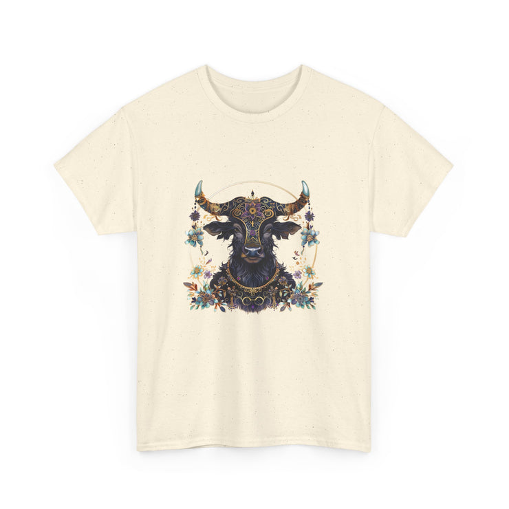 Boho Bull Graphic Tee | Unisex Heavy Cotton T-Shirt | Festival Wear, Gift for Nature Lovers, Casual Outfit, Animal Art