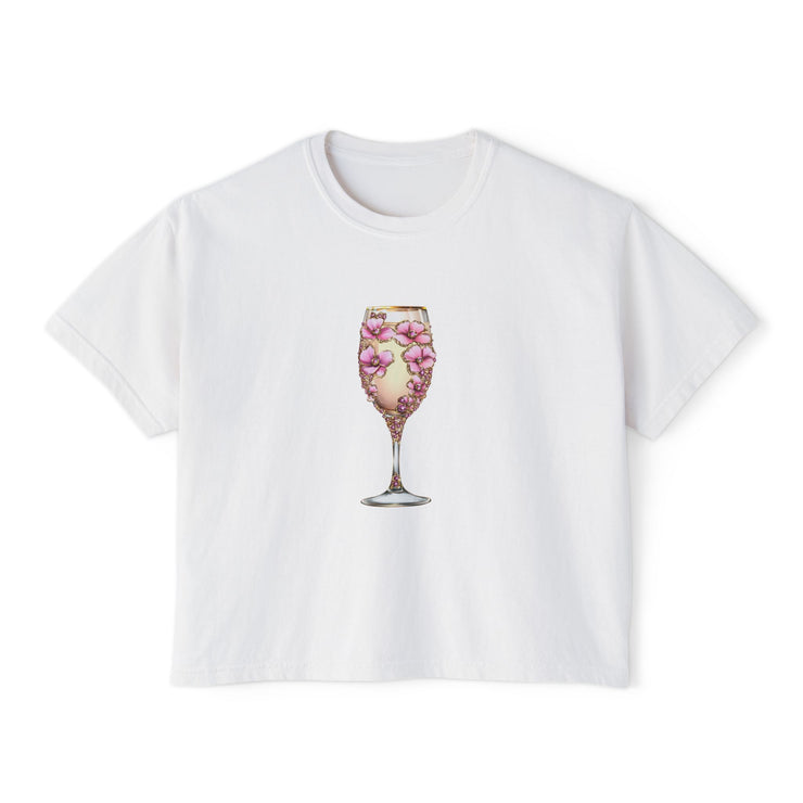 Floral Glam Women's Boxy Tee, Summer Casual Top, Gift for Her, Party Wear, Trendy Graphic Shirt Women T-Shirt