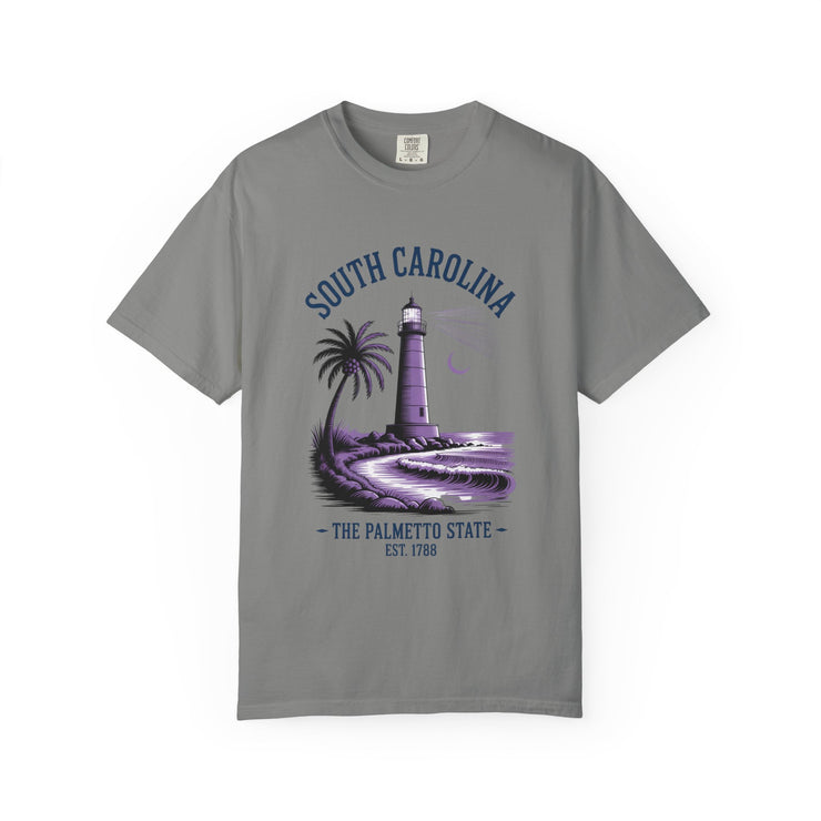South Carolina Lighthouse T-Shirt, Unisex Garment-Dyed Tee, Coastal Vibes Shirt, Summer Travel Apparel, USA States Design