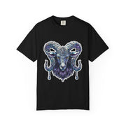 Mystical Ram Graphic Unisex T-shirt, Boho Tee, Astrology Shirt, Spiritual Gift, Festival Wear, Unique Graphic Tee