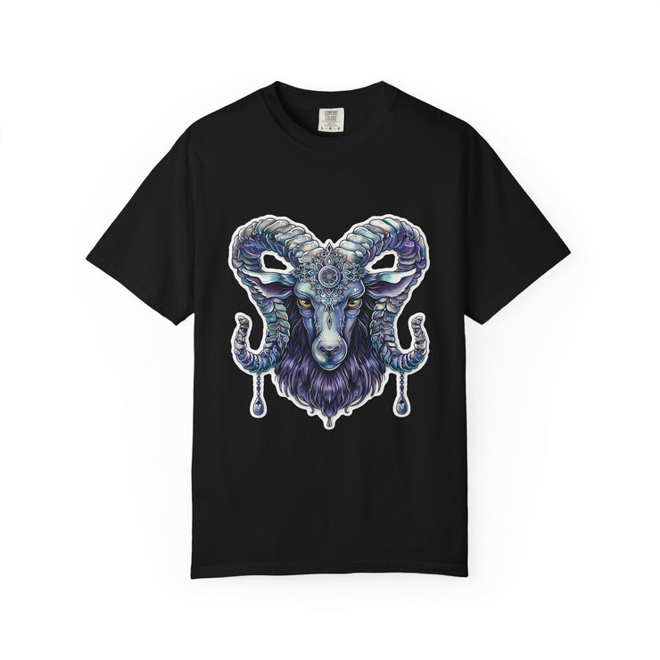 Mystical Ram Graphic Unisex T-shirt, Boho Tee, Astrology Shirt, Spiritual Gift, Festival Wear, Unique Graphic Tee
