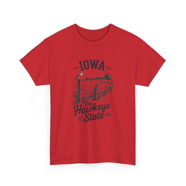 Iowa The Hawkeye State T-Shirt, Vintage Style Tee, Unisex Cotton Shirt, Iowa Pride Gift, USA States Design