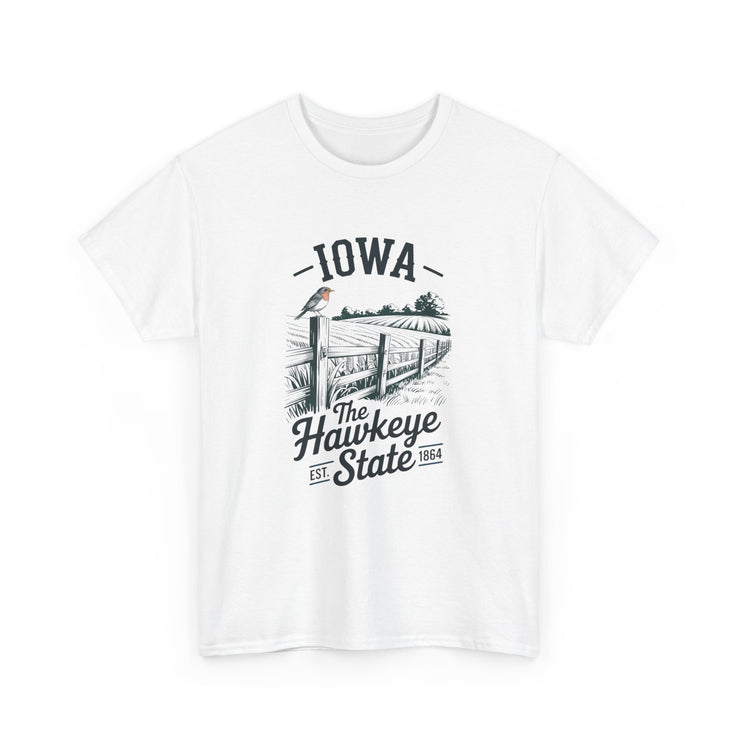Iowa The Hawkeye State T-Shirt, Vintage Style Tee, Unisex Cotton Shirt, Iowa Pride Gift, USA States Design