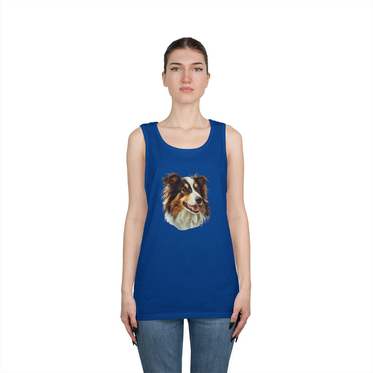 Dog Lover's Unisex Heavy Cotton Tank Top - Cute Pet Art, Custom Gift for Dog Owners, Summer Casual Wear, Animal Lover Apparel