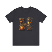 Halloween Themed Unisex Tee, Pumpkin Shirt, October Fest T-Shirt, Scary Skull Top, Spooky Shirt, Ghoulish Fashion