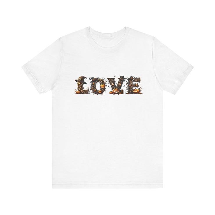 Love Typography Unisex Tee, Casual Love Shirt, Gift for Her, Heartfelt Tee, Valentine's Day Gift, Halloween Design