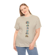 Colorful Cartoon Animal Unisex Heavy Cotton Tee - Gift for Animal Lovers, Cute T-Shirt for Kids & Adults, Fun Birthday, Casual Wear
