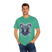 Mystical Ram Graphic Unisex T-shirt, Boho Tee, Astrology Shirt, Spiritual Gift, Festival Wear, Unique Graphic Tee
