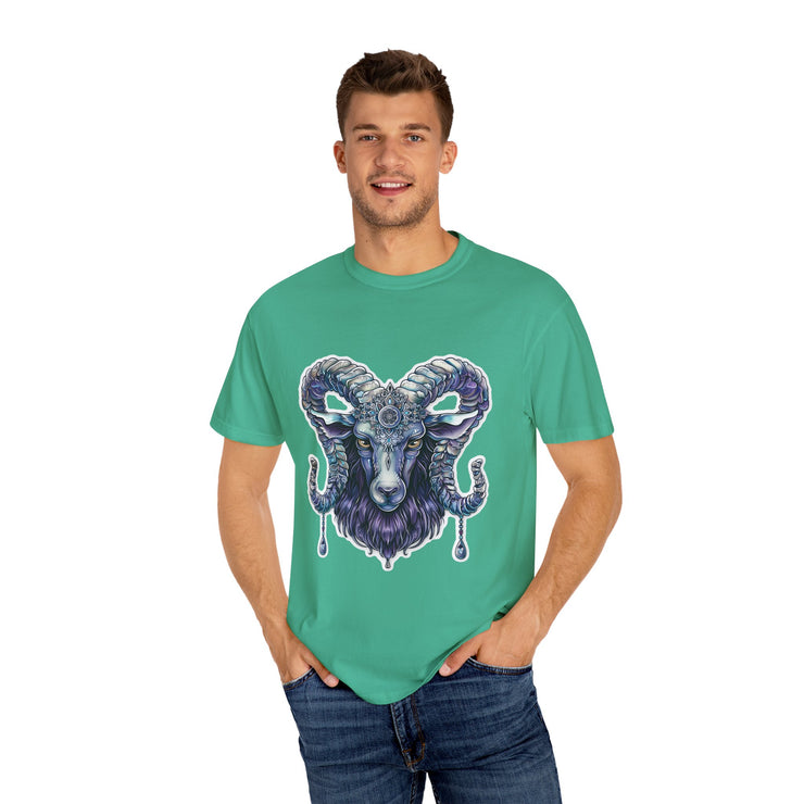 Mystical Ram Graphic Unisex T-shirt, Boho Tee, Astrology Shirt, Spiritual Gift, Festival Wear, Unique Graphic Tee