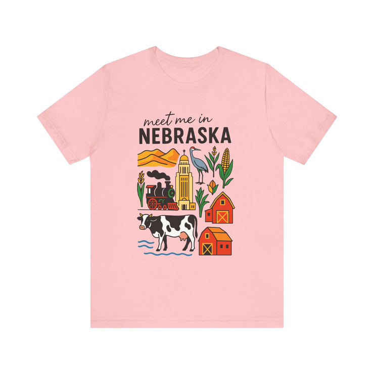 Nebraska Graphic Tee, Unisex Jersey Short Sleeve Tee, Souvenir Shirt, USA States Design