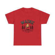 Maine Adventure Tee, Unisex Heavy Cotton T-Shirt, Casual Wear, Nature Lover Gift, Vacation Souvenir, Summer Outfit, USA States Design